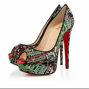 Christian Louboutin Lady Peep Embroidered Pumps